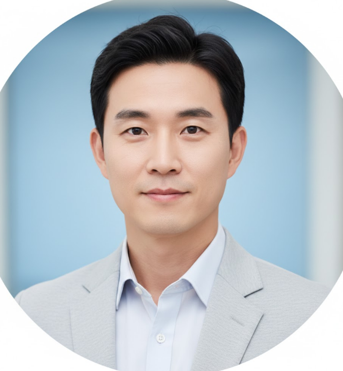 밝은 창가 배경에서 네이비 재킷을 입고 있는 30대 한국인 남성의 금융 서비스 이용 후기 프로필 사진